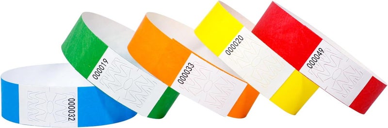 IDwrists 500 Pcs Paper Wristbands for Events Tear Resistant Wrist Bands Waterproof Paper Wristbands Handbands Identification Admission Adhesive Arm Bands for Party, Concert（Assorted） - Image 1